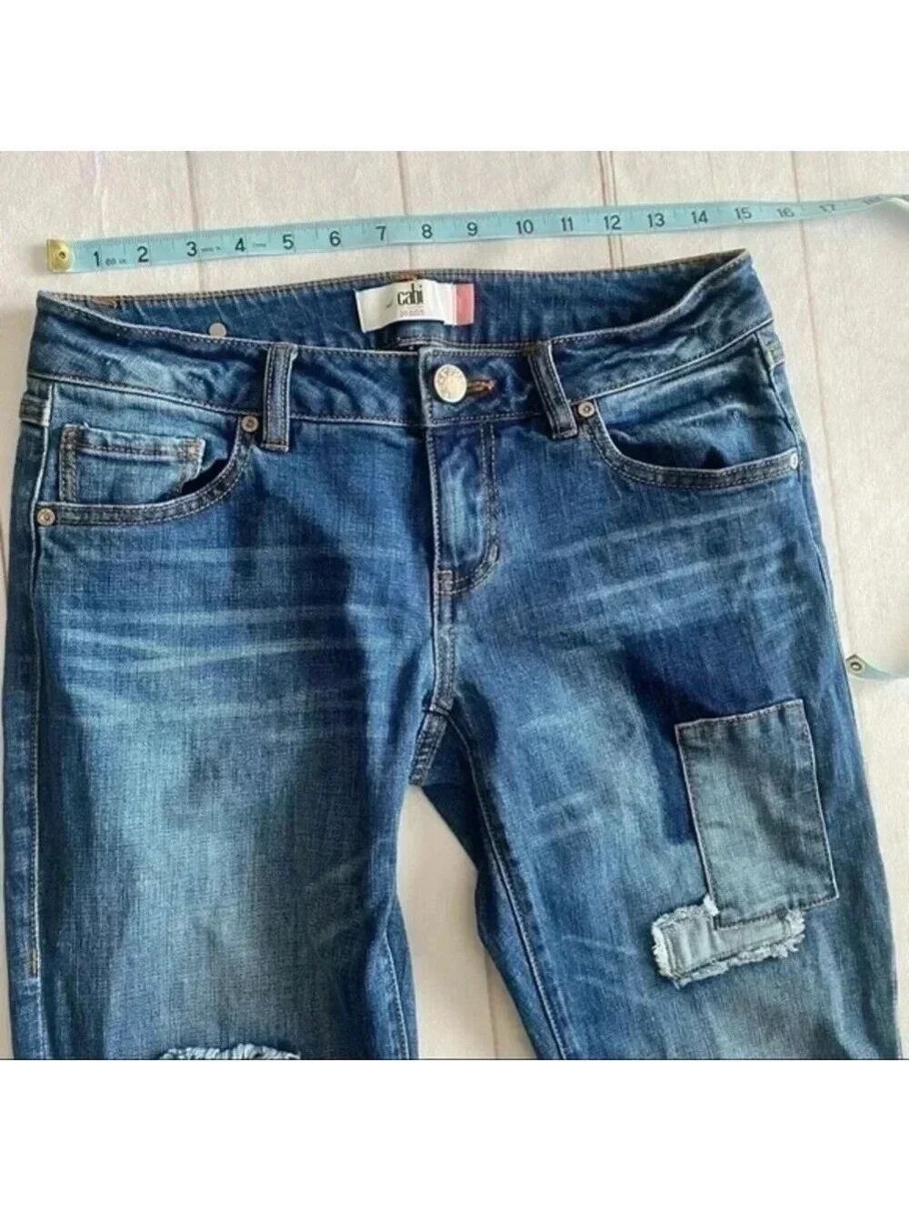 CAbi Slim Boyfriend Patchwork Jeans #5308 Sz 2 - Picture 11 of 16